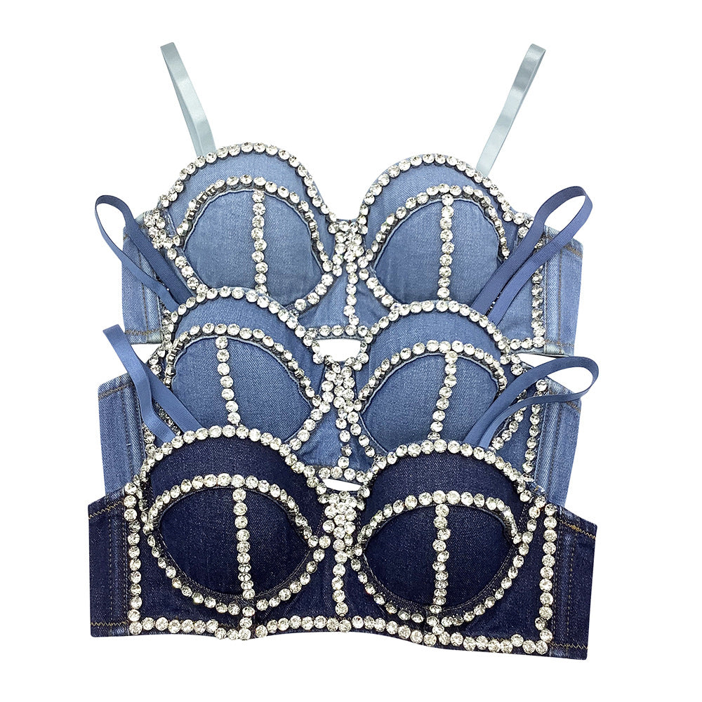 LADIES DENIM CORSET TOP BLUE / LIGHT BLUE / DARK BLUE (SIZE S-XL)