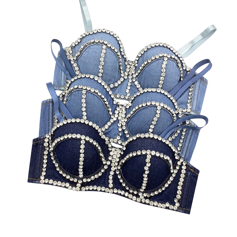 LADIES DENIM CORSET TOP BLUE / LIGHT BLUE / DARK BLUE (SIZE S-XL)