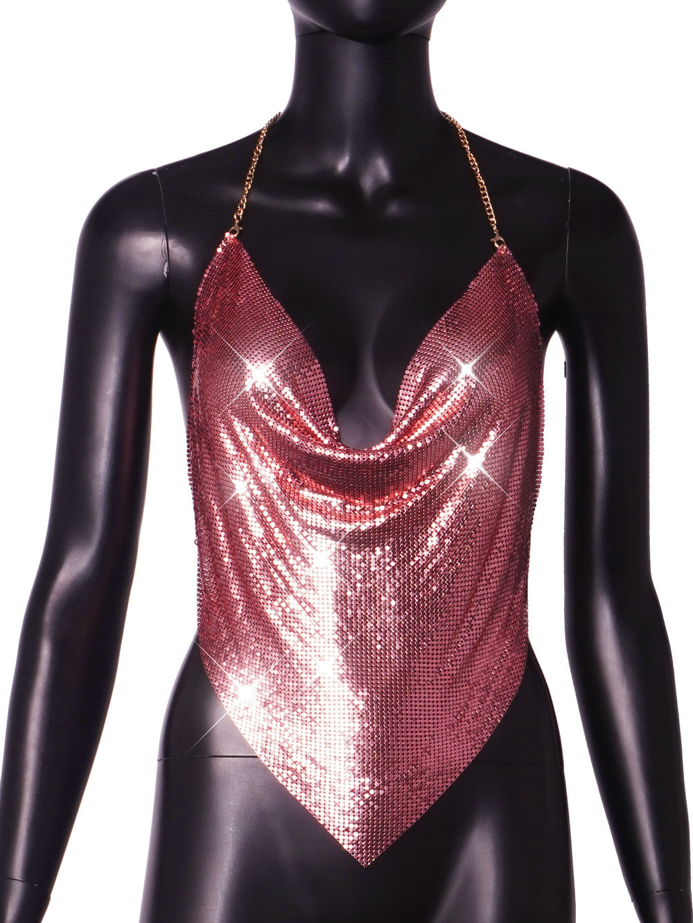LADIES SEXY METALLIC TOP SILVER / BLACK / GOLD / PINK (ONE SIZE)