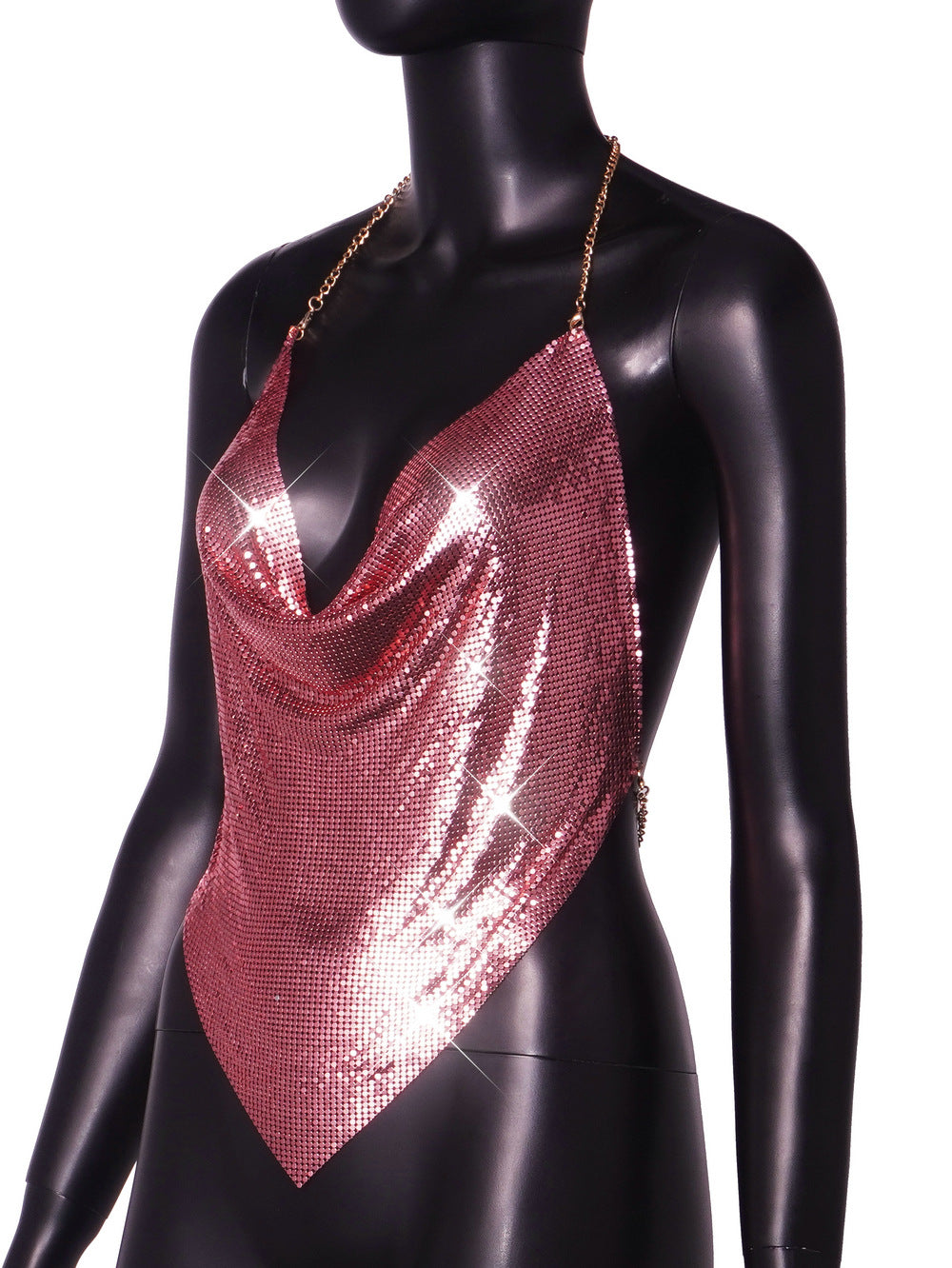 LADIES SEXY METALLIC TOP SILVER / BLACK / GOLD / PINK (ONE SIZE)