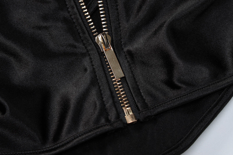 LADIES LONG SLEEVE MESH CORSET TOP BLACK (SIZE S-L)