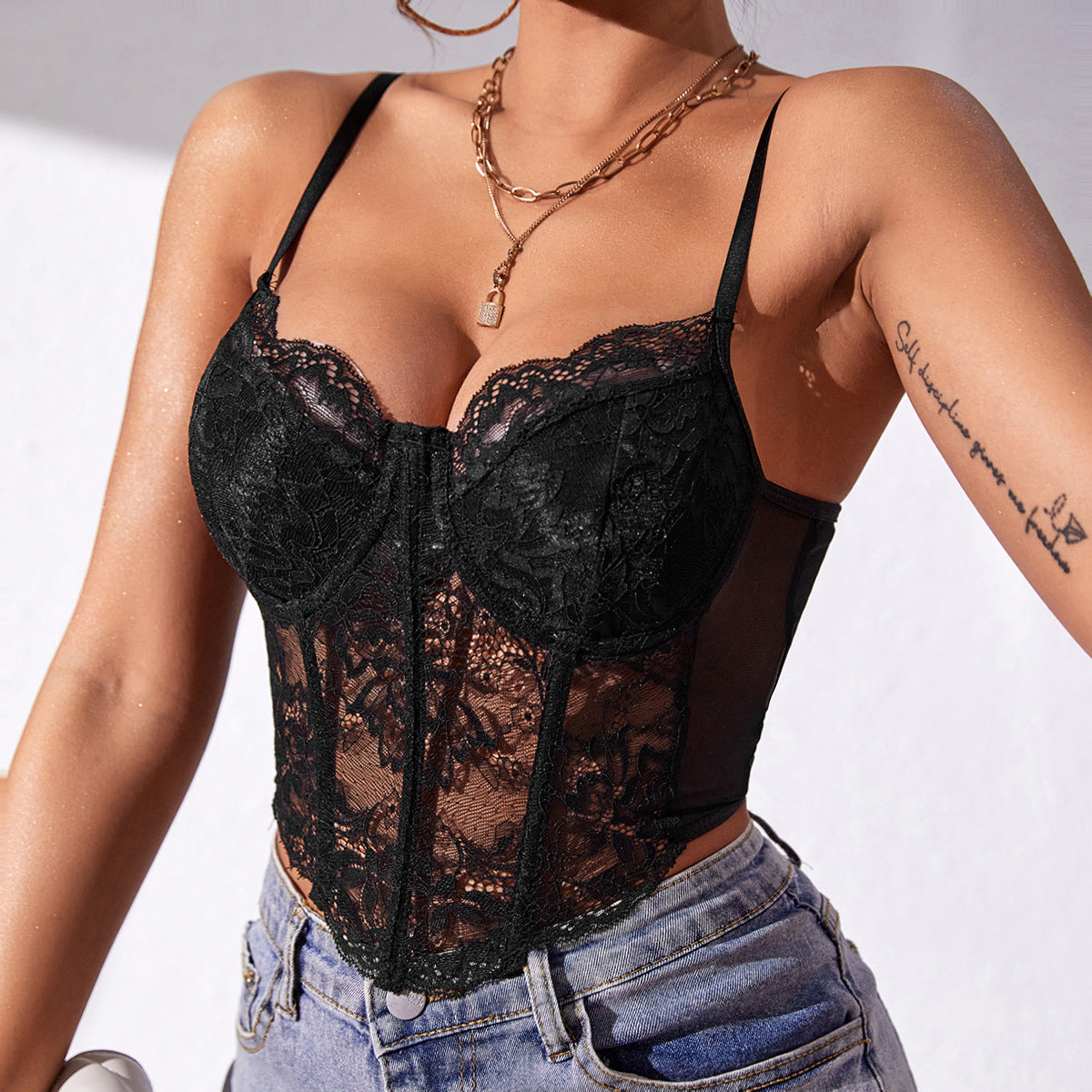 LADIES LACE TOP BLACK / WHITE / RED / PURPLE / BLUE (SIZE XS-L)
