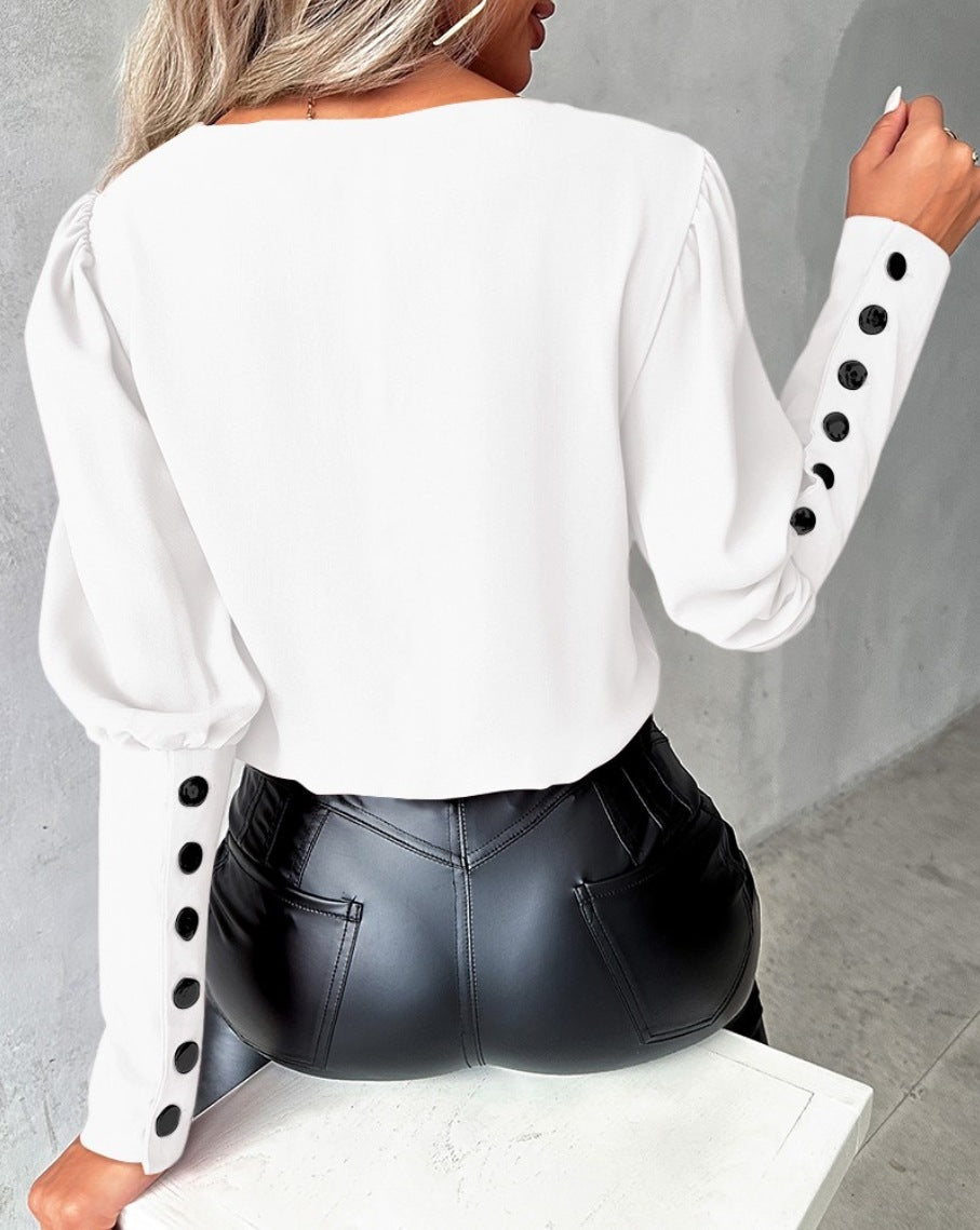 LADIES LONG SLEEVE TOP WHITE / PINK / APRICOT / WINE RED (SIZE S-2XL)