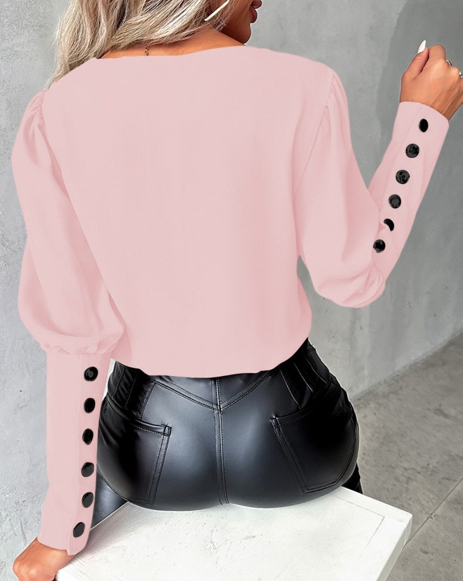 LADIES LONG SLEEVE TOP WHITE / PINK / APRICOT / WINE RED (SIZE S-2XL)
