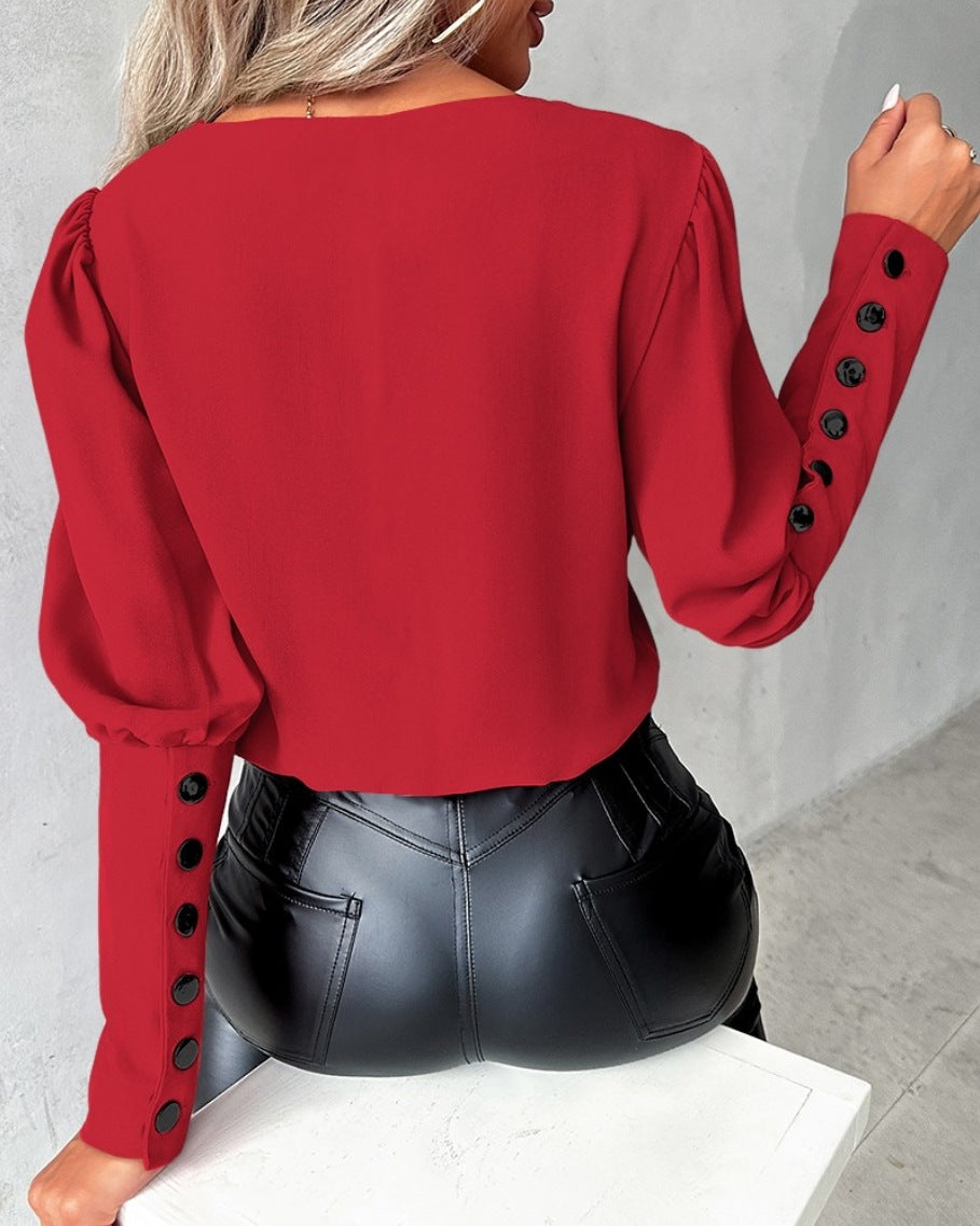 LADIES LONG SLEEVE TOP WHITE / PINK / APRICOT / WINE RED (SIZE S-2XL)