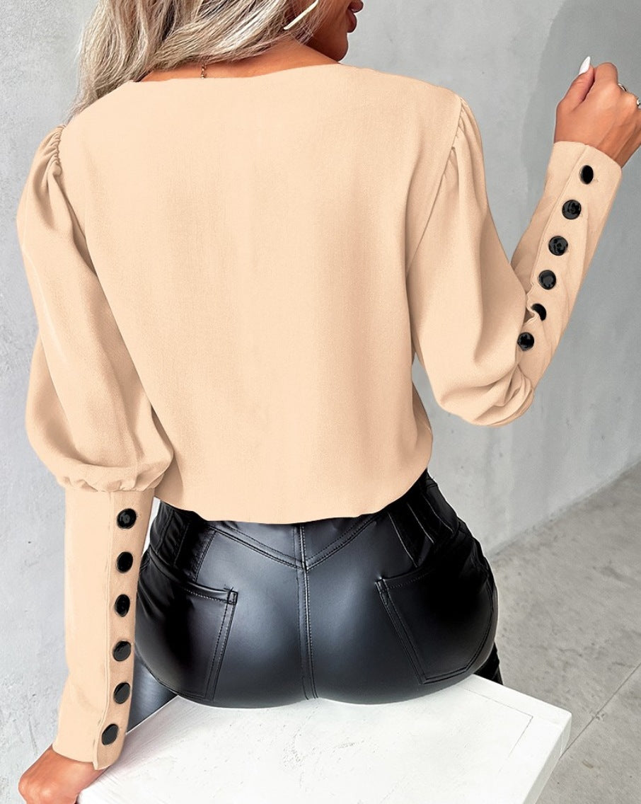 LADIES LONG SLEEVE TOP WHITE / PINK / APRICOT / WINE RED (SIZE S-2XL)