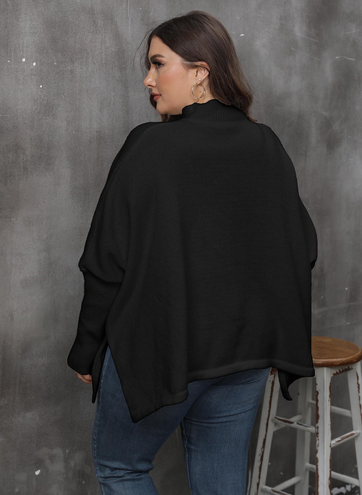 LADIES PLUS SIZE SWEATER TOP WHITE / BLACK / YELLOW (FREE SIZE)