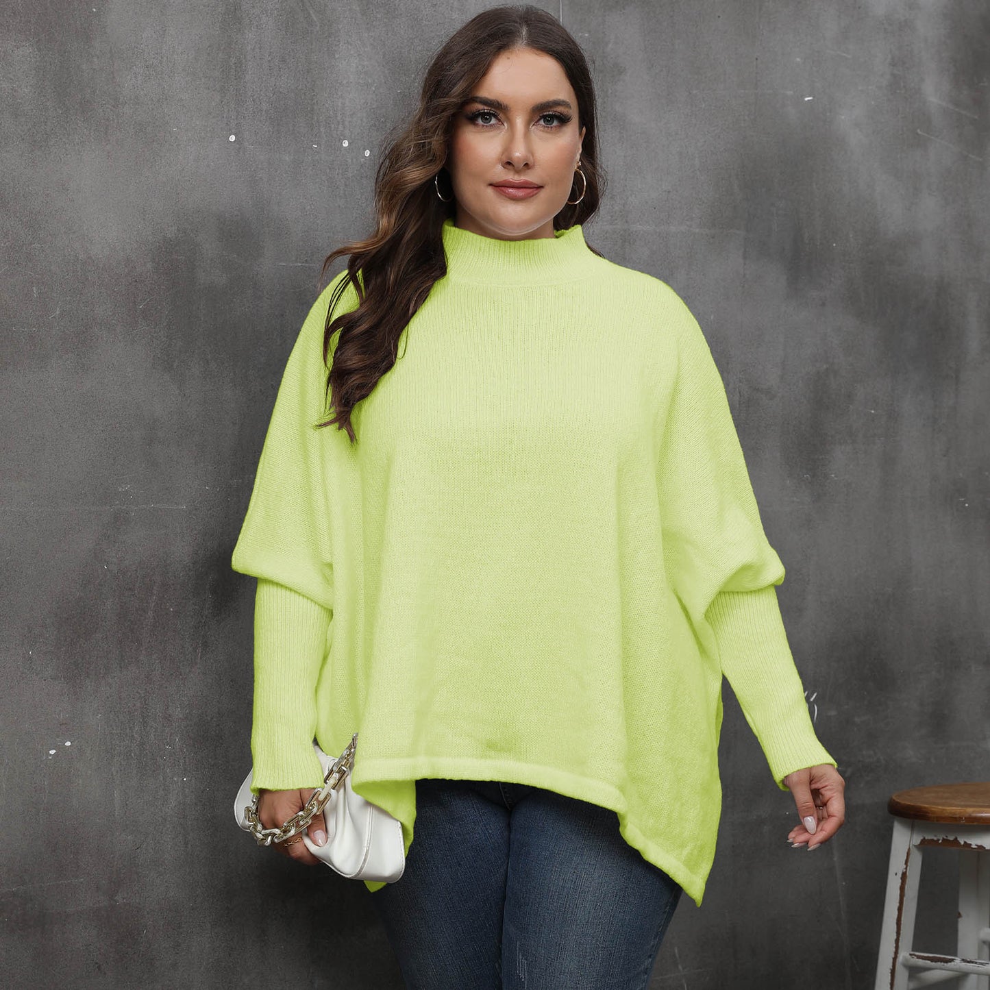 LADIES PLUS SIZE SWEATER TOP WHITE / BLACK / YELLOW (FREE SIZE)