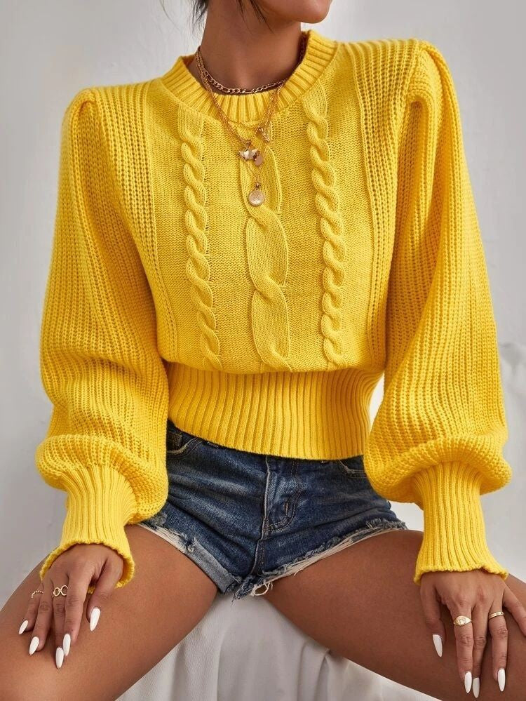 LADIES KNITTED SWEATER YELLOW / TURQUOISE / BLACK (FREE SIZE)