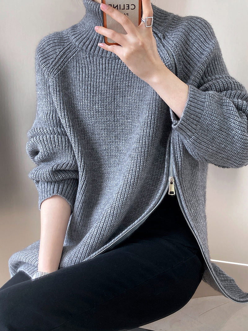 LADIES PLUS SIZE KNITTED SWEATER GRAY / BEIGE / BLACK / KHAKI (FREE SIZE)