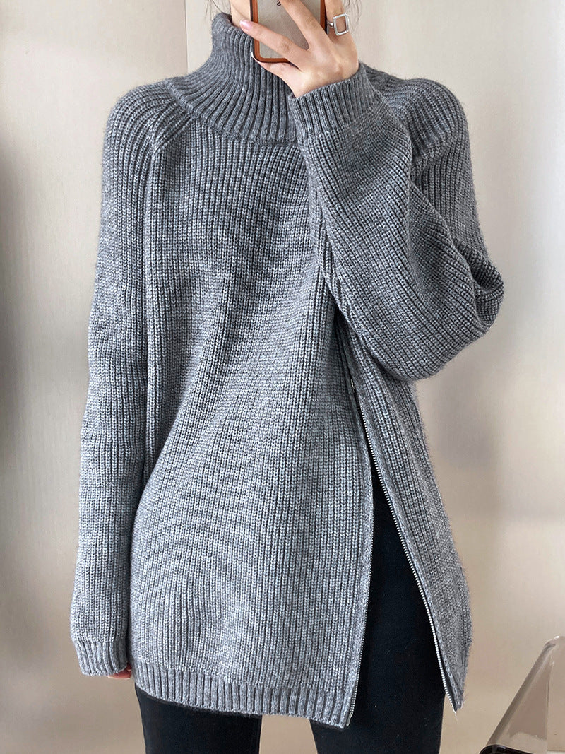 LADIES PLUS SIZE KNITTED SWEATER GRAY / BEIGE / BLACK / KHAKI (FREE SIZE)