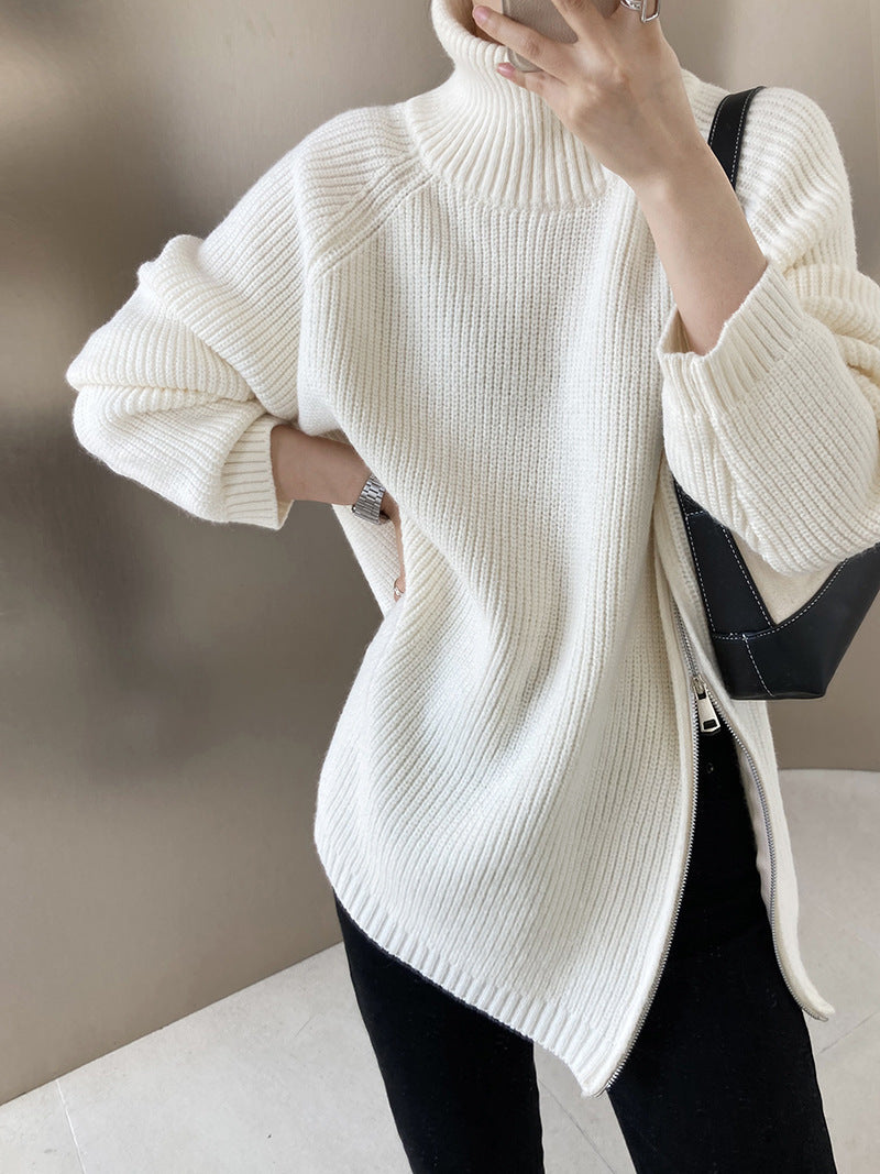 LADIES PLUS SIZE KNITTED SWEATER GRAY / BEIGE / BLACK / KHAKI (FREE SIZE)
