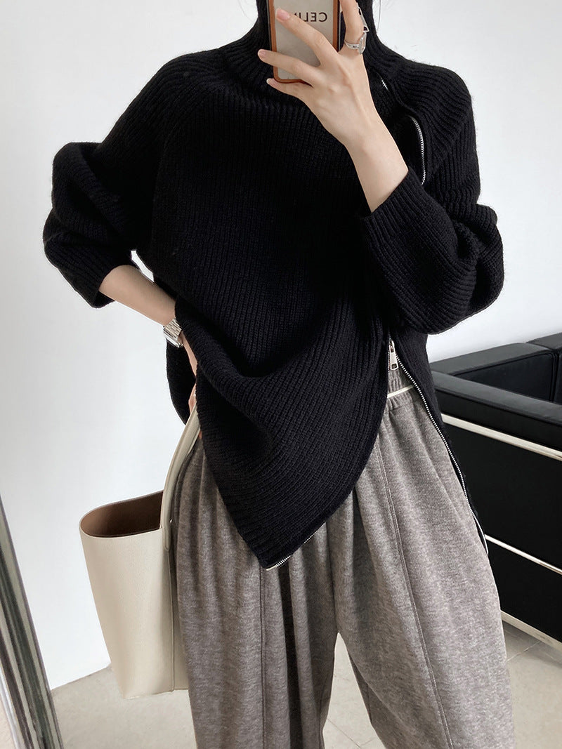 LADIES PLUS SIZE KNITTED SWEATER GRAY / BEIGE / BLACK / KHAKI (FREE SIZE)