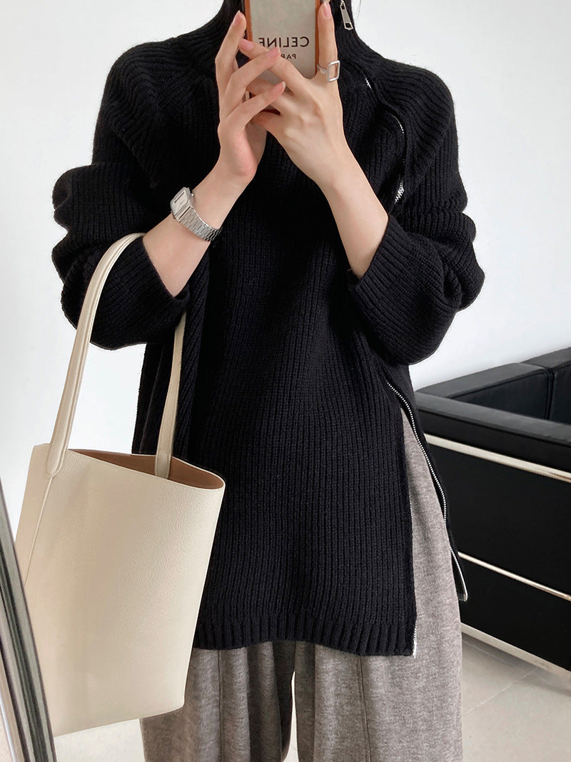 LADIES PLUS SIZE KNITTED SWEATER GRAY / BEIGE / BLACK / KHAKI (FREE SIZE)