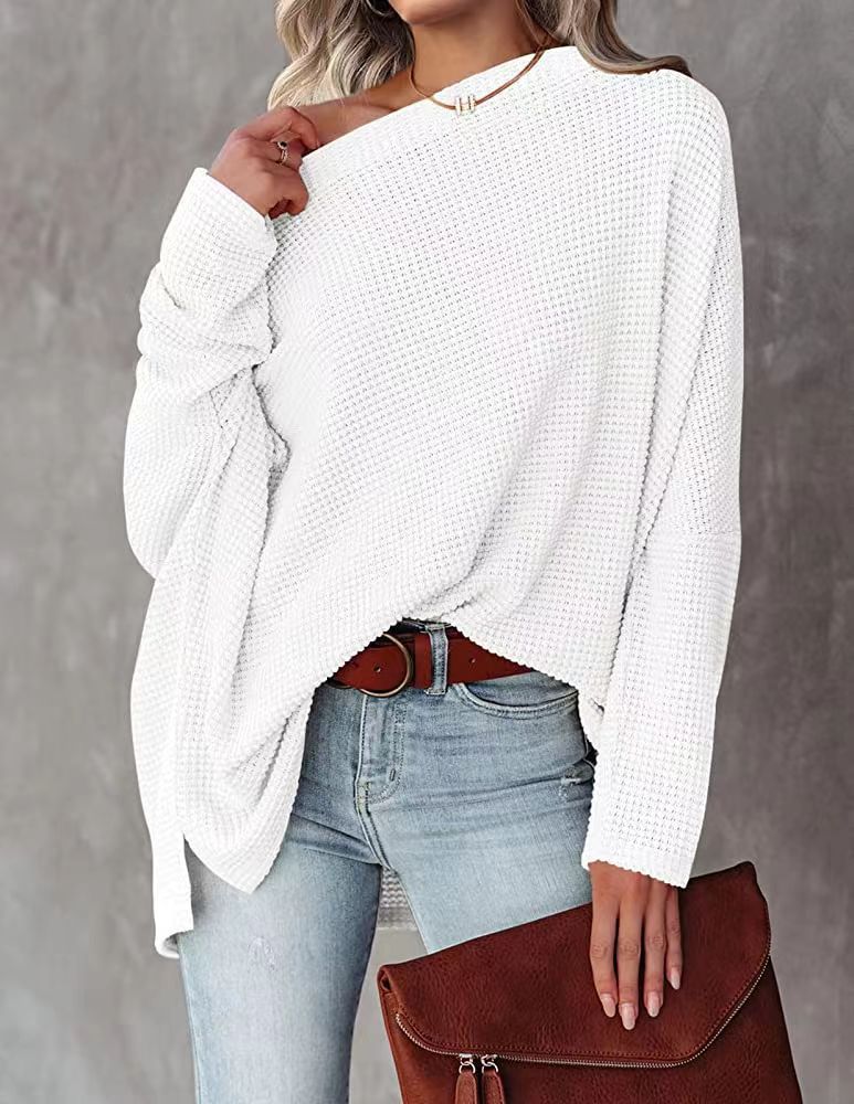 LADIES PLUS SIZE OFF THE SHOULDER KNITTED SWEATER TOP 9 COLOURS (SIZE S-5XL)