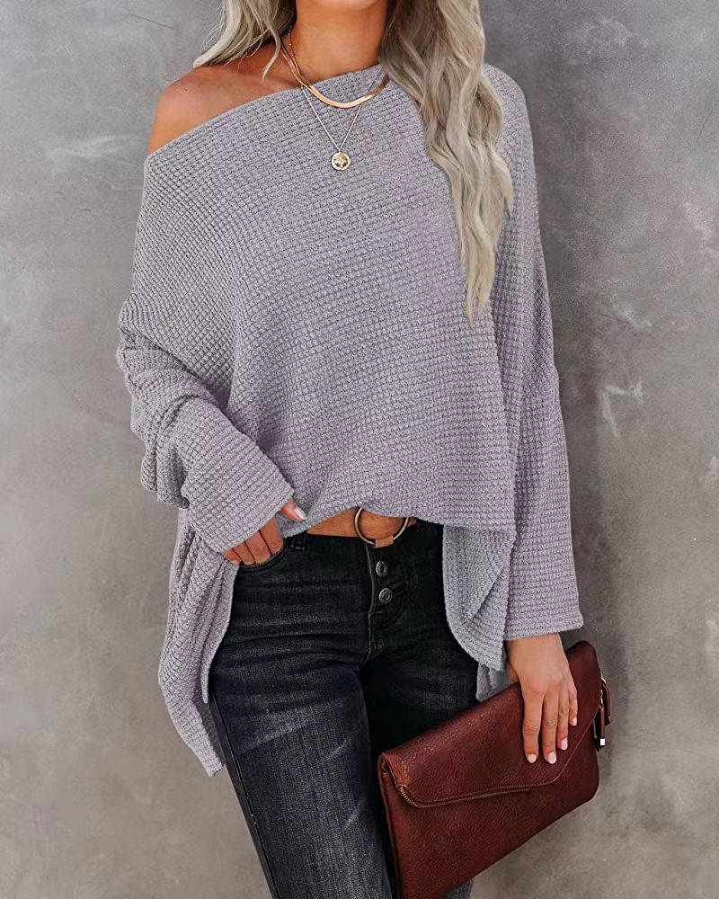 LADIES PLUS SIZE OFF THE SHOULDER KNITTED SWEATER TOP 9 COLOURS (SIZE S-5XL)