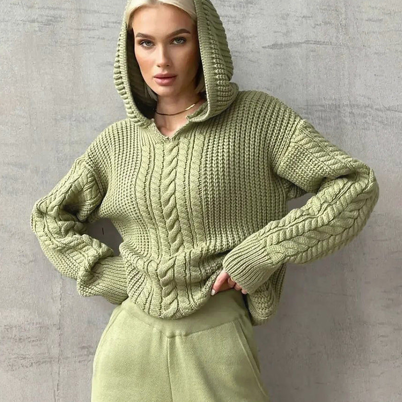 LADIES HOODED SWEATER TOP BLACK / GREEN / PURPLE (SIZE S-L)