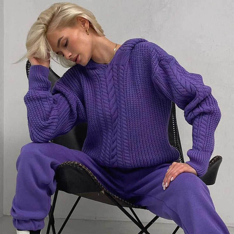 LADIES HOODED SWEATER TOP BLACK / GREEN / PURPLE (SIZE S-L)