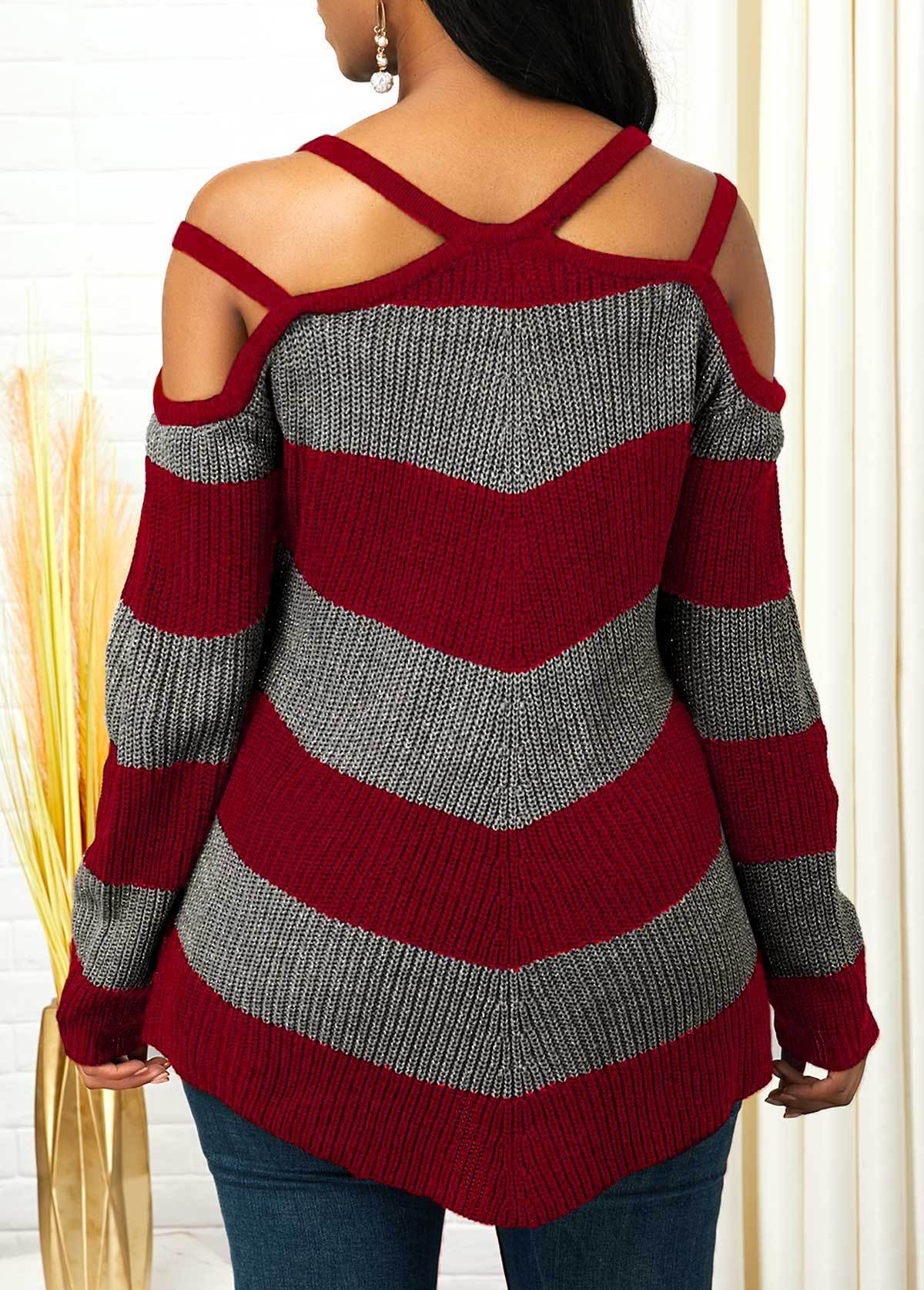 LADIES OPEN SHOULDER SWEATER TOP BLACK / DARK BLUE / WINE RED (SIZE S-2XL)