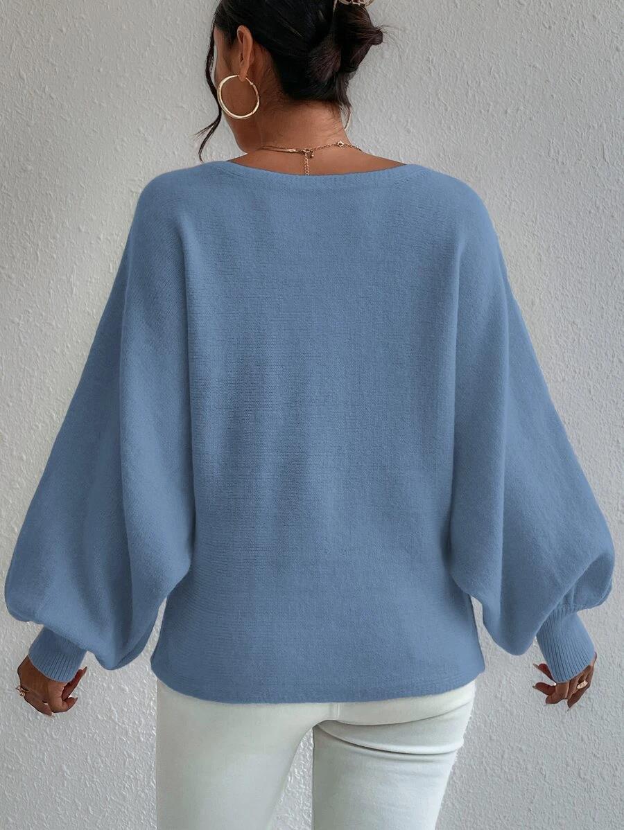 LADIES KNITTED SWEATER BLUE / ORANGE / BEIGE (SIZE S-L)