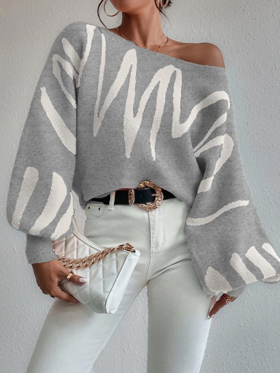 LADIES KNITTED SWEATER GRAY (SIZE S-L)