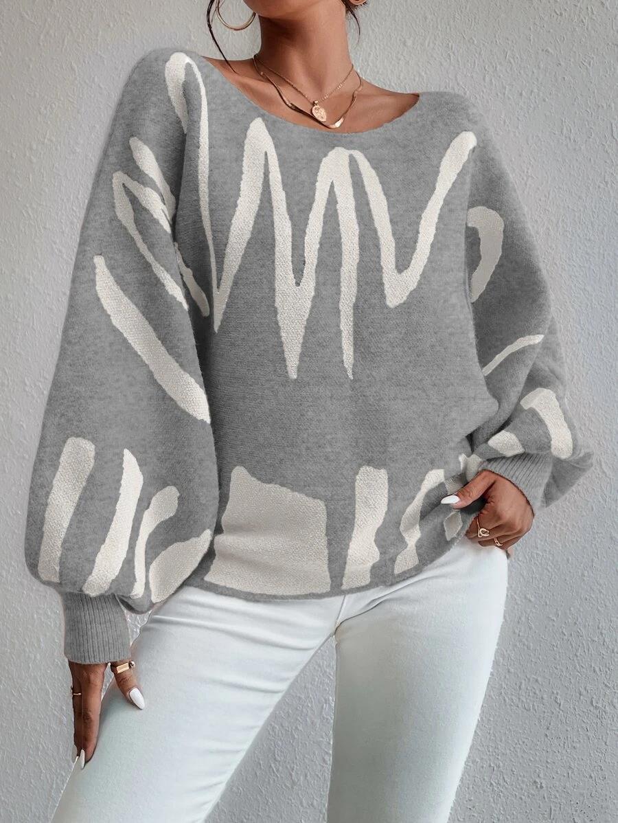 LADIES KNITTED SWEATER GRAY (SIZE S-L)