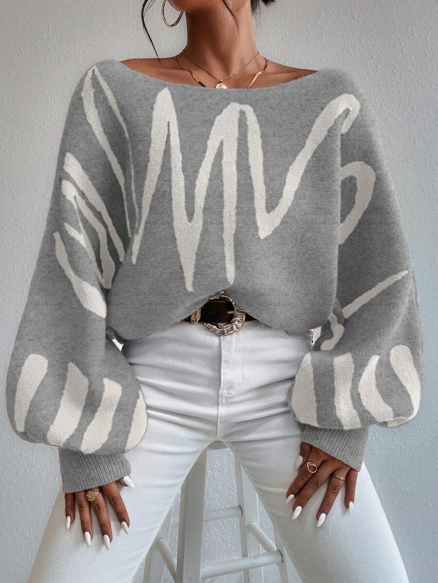 LADIES KNITTED SWEATER GRAY (SIZE S-L)