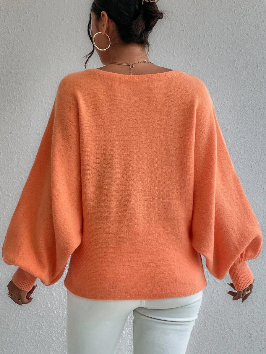 LADIES KNITTED SWEATER BLUE / ORANGE / BEIGE (SIZE S-L)