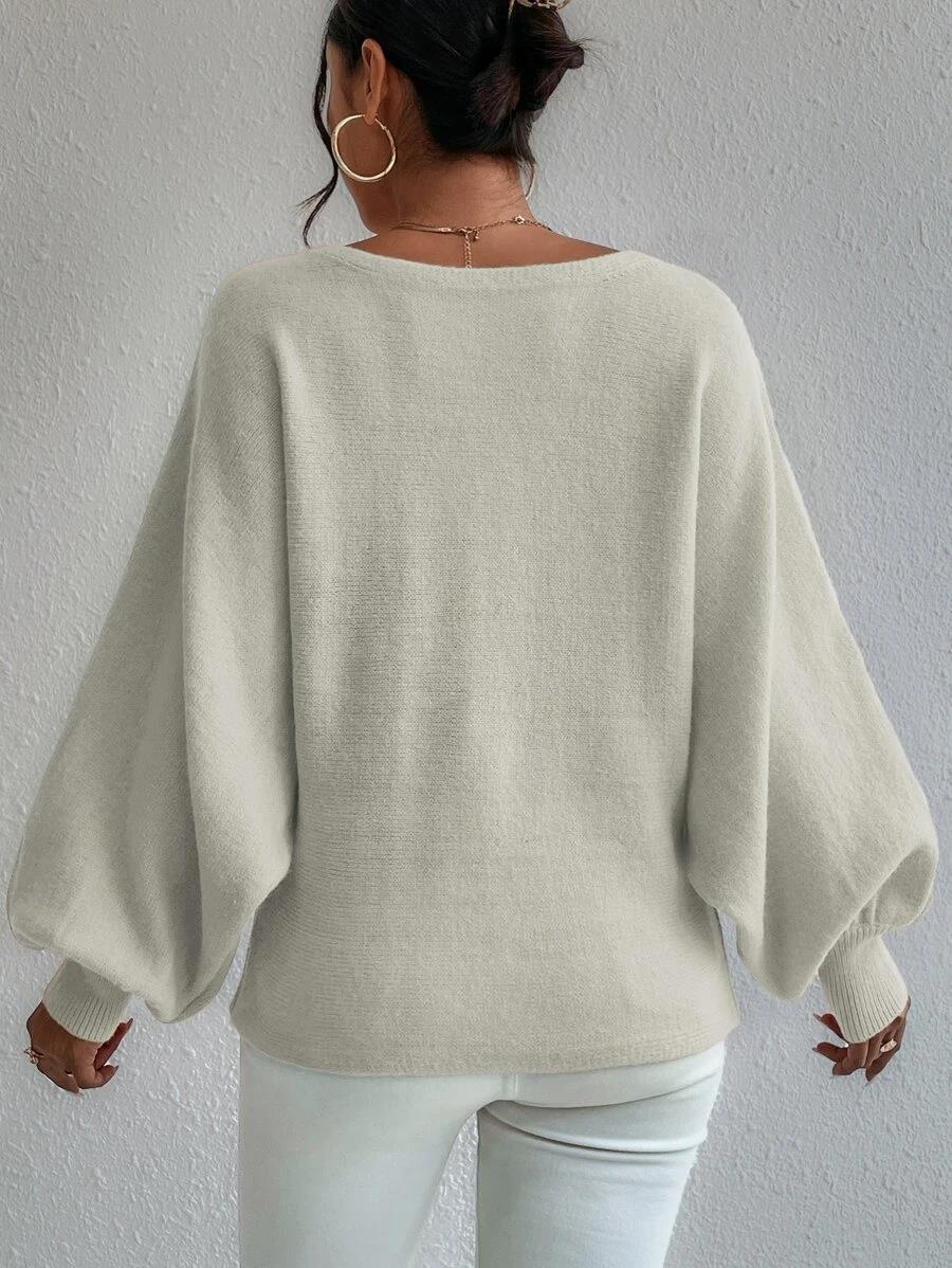 LADIES KNITTED SWEATER BLUE / ORANGE / BEIGE (SIZE S-L)