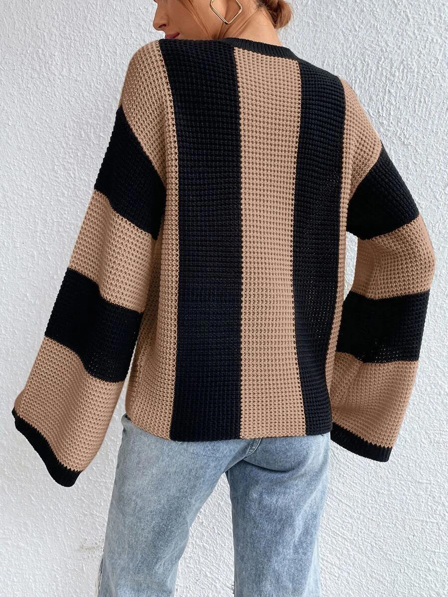 LADIES KNITTED SWEATER KHAKI COFFEE / APRICOT BEIGE (SIZE S-L)