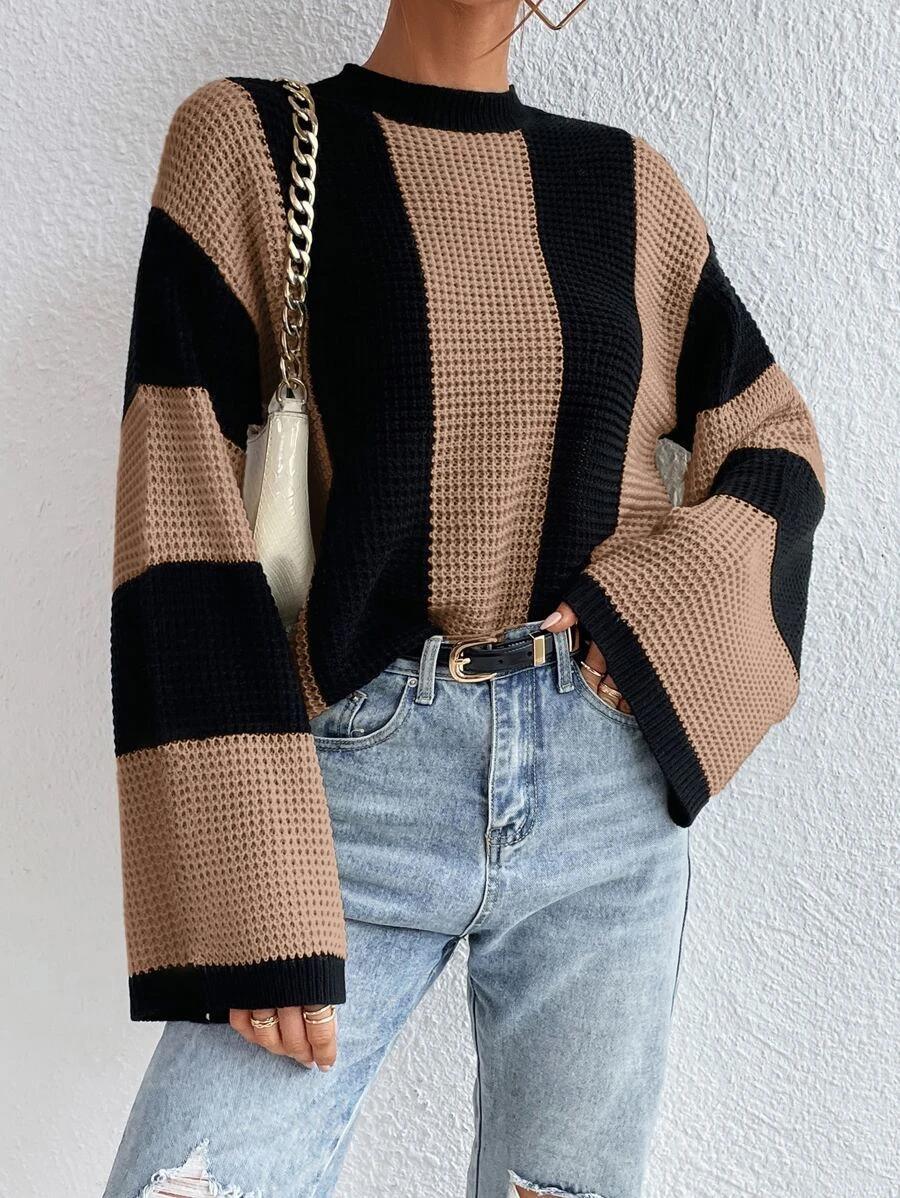 LADIES KNITTED SWEATER KHAKI COFFEE / APRICOT BEIGE (SIZE S-L)