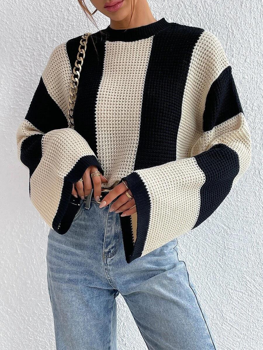 LADIES KNITTED SWEATER KHAKI COFFEE / APRICOT BEIGE (SIZE S-L)