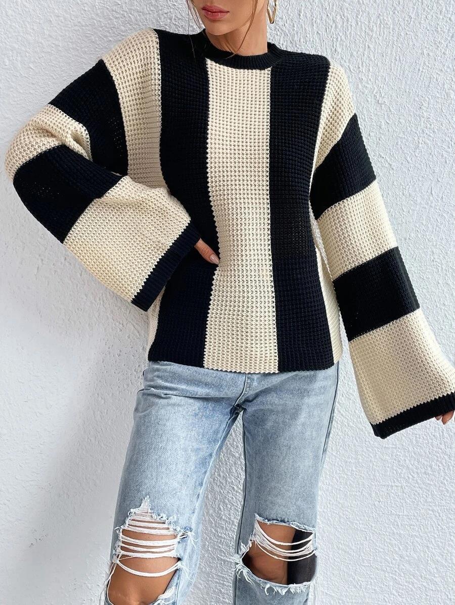 LADIES KNITTED SWEATER KHAKI COFFEE / APRICOT BEIGE (SIZE S-L)