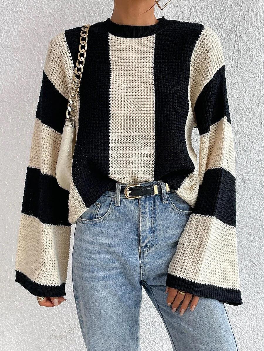 LADIES KNITTED SWEATER KHAKI COFFEE / APRICOT BEIGE (SIZE S-L)