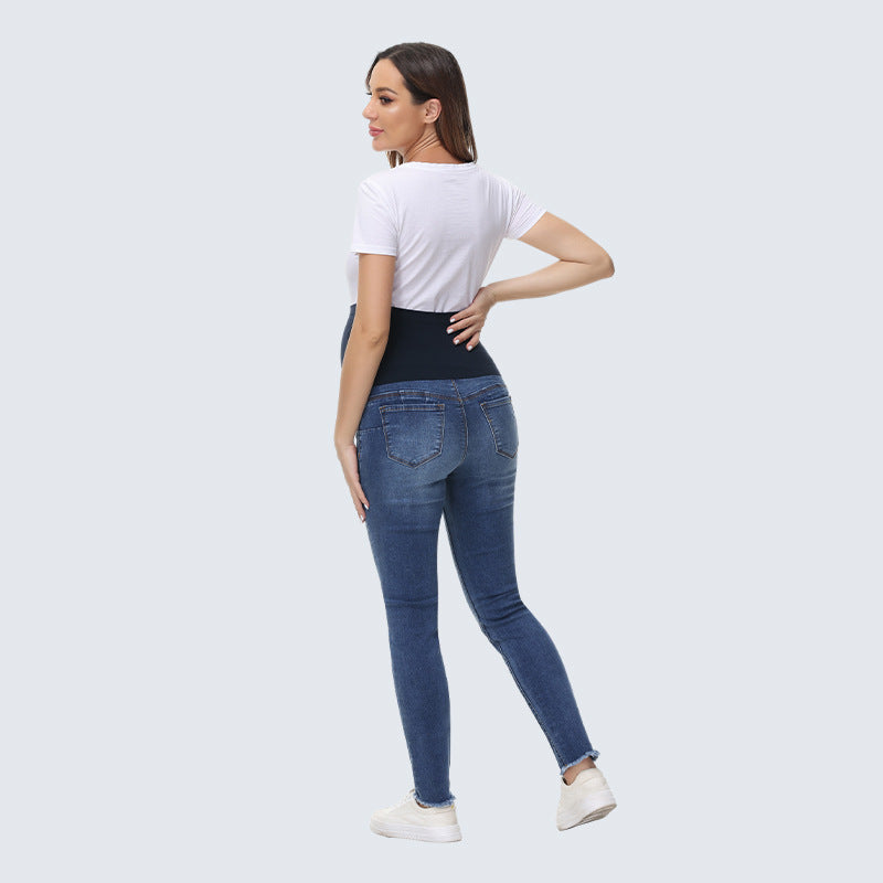 LADIES MATERNITY DENIM JEANS BLUE DENIM (SIZE S-XL)