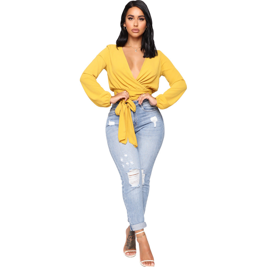 LADIES HIGH WAIST DISTRESSED DENIM JEANS LIGHT BLUE (SIZE S - 2XL)