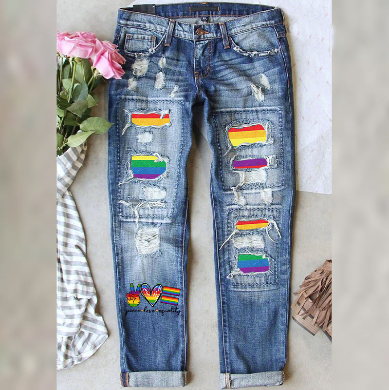 LADIES MID RISE STRAIGHT JEANS RAINBOW (BIGGER SIZES AVAILABLE) (SIZE S - 5XL)