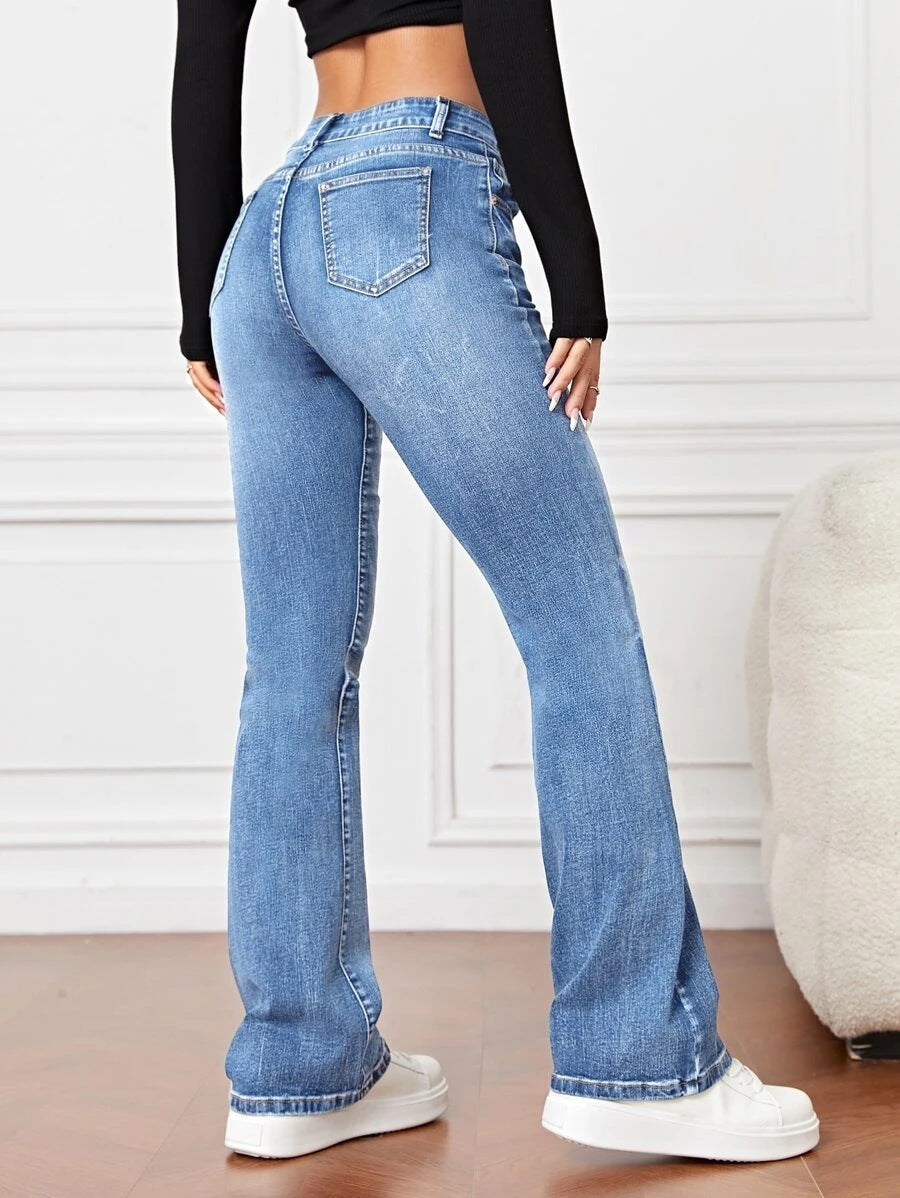LADIES STRETCH JEANS LIGHT BLUE / DARK BLUE (SIZE S - 2XL)