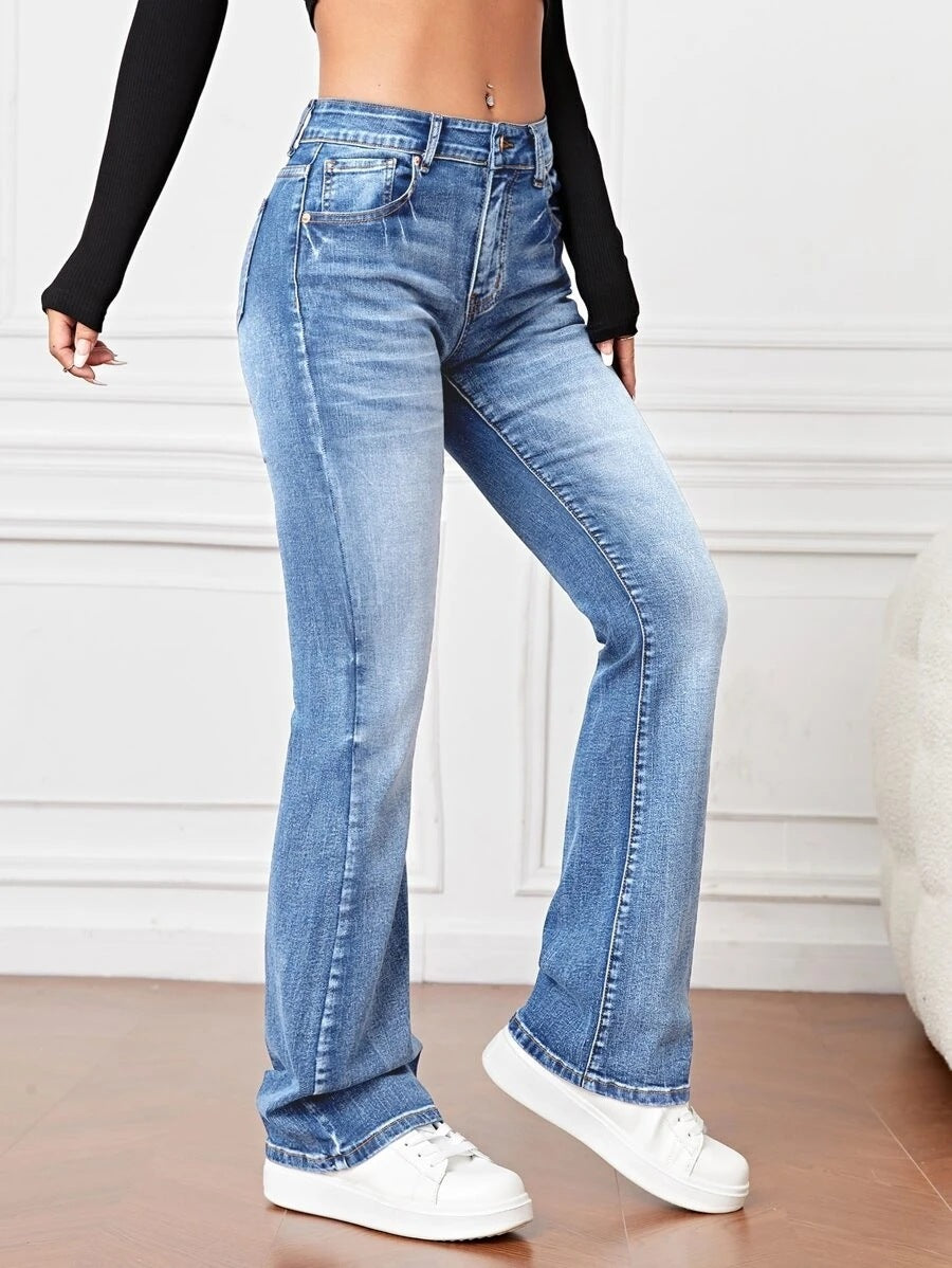 LADIES STRETCH JEANS LIGHT BLUE / DARK BLUE (SIZE S - 2XL)