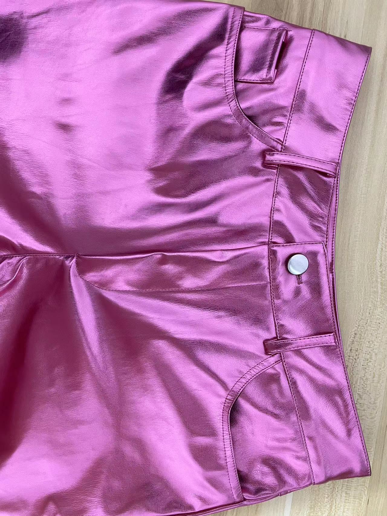 LADIES METALLIC PANTS PINK (SIZE S-2XL)