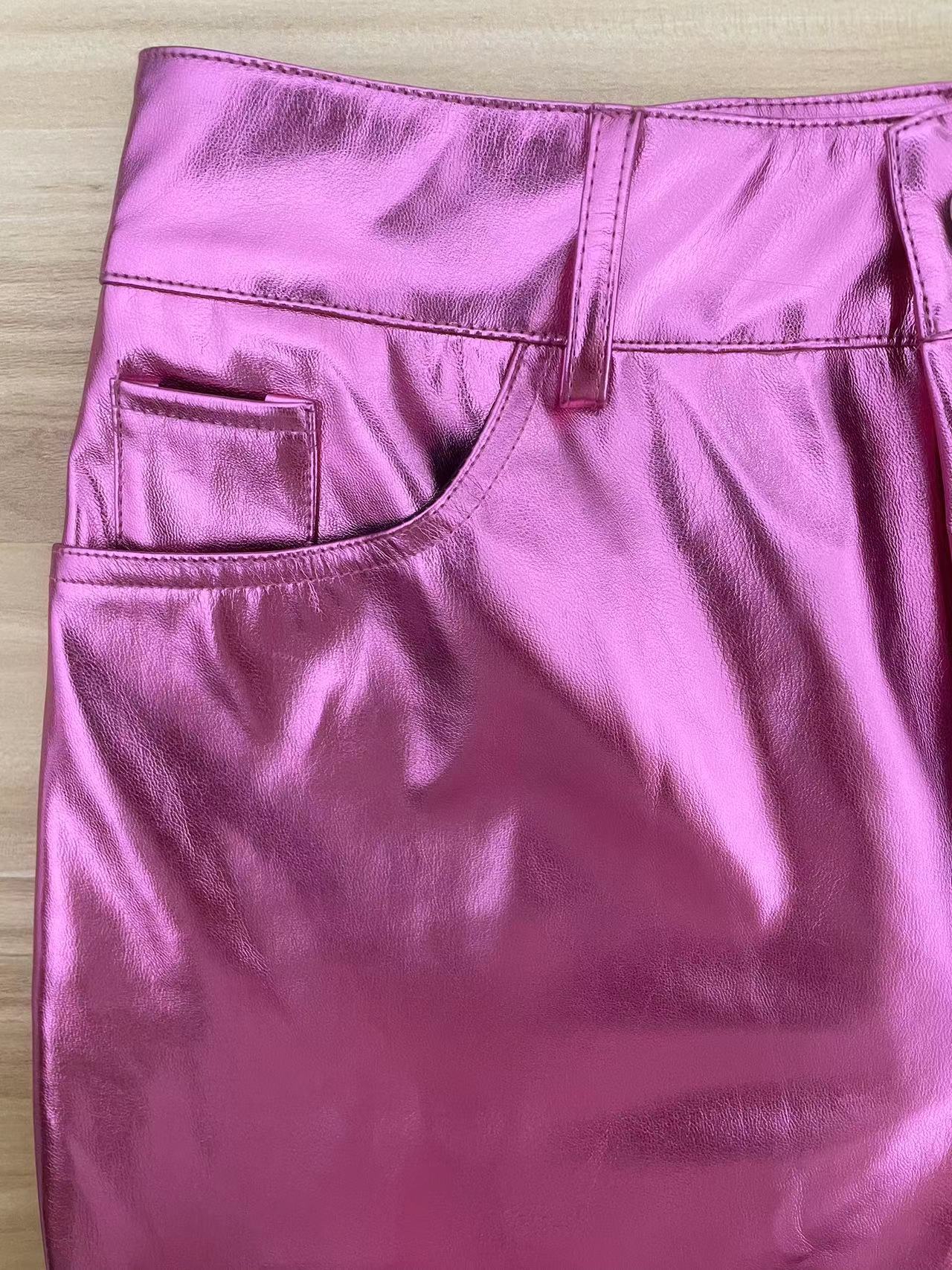 LADIES METALLIC PANTS PINK (SIZE S-2XL)
