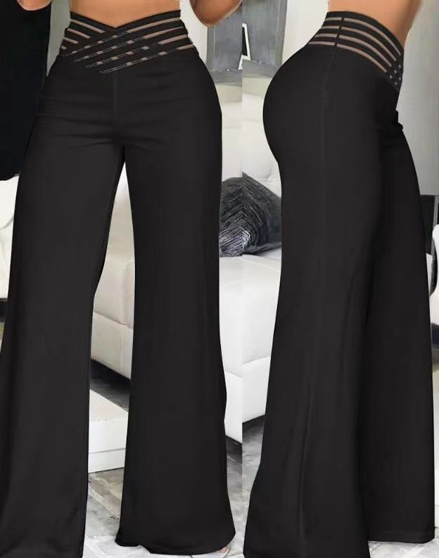 LADIES HIGH WAIST WIDE LEG PANTS 5 COLOURS (SIZE S - 3XL)