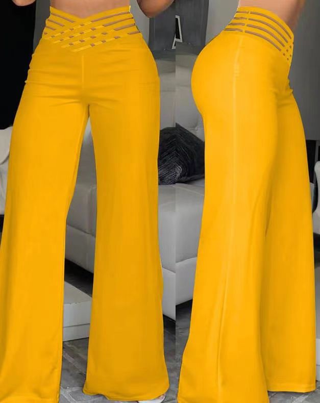 LADIES HIGH WAIST WIDE LEG PANTS 5 COLOURS (SIZE S - 3XL)