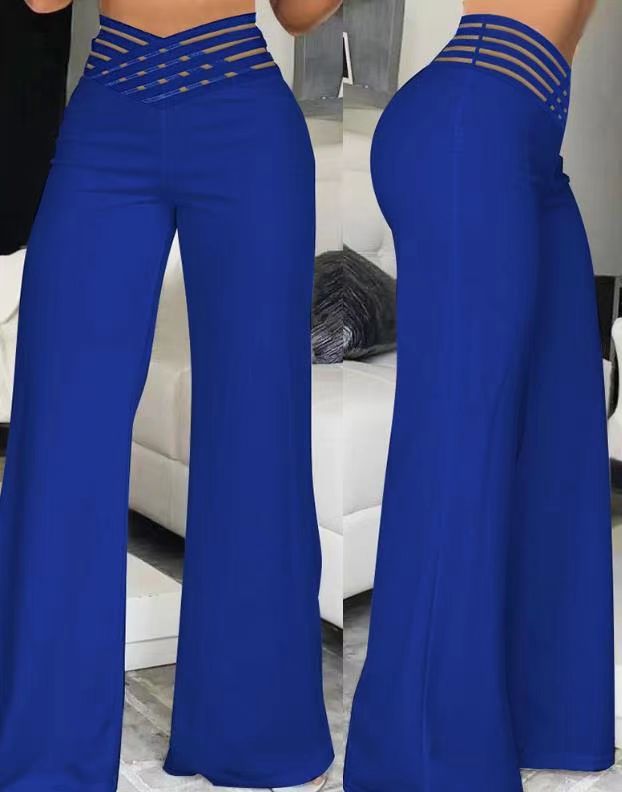 LADIES HIGH WAIST WIDE LEG PANTS 5 COLOURS (SIZE S - 3XL)
