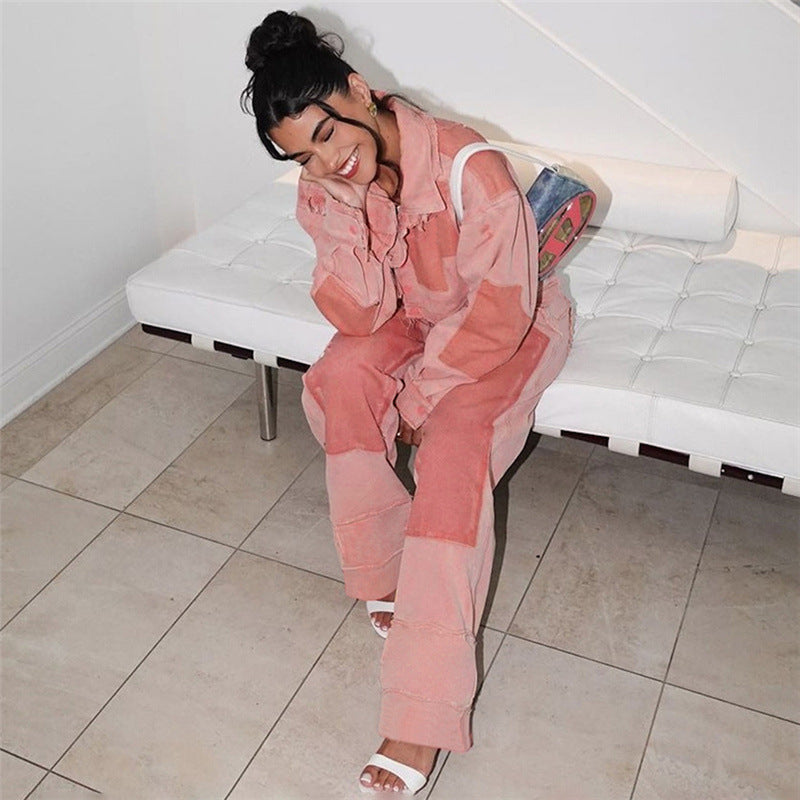 LADIES HIGH WAIST PANTS PINK (SIZE S - L)