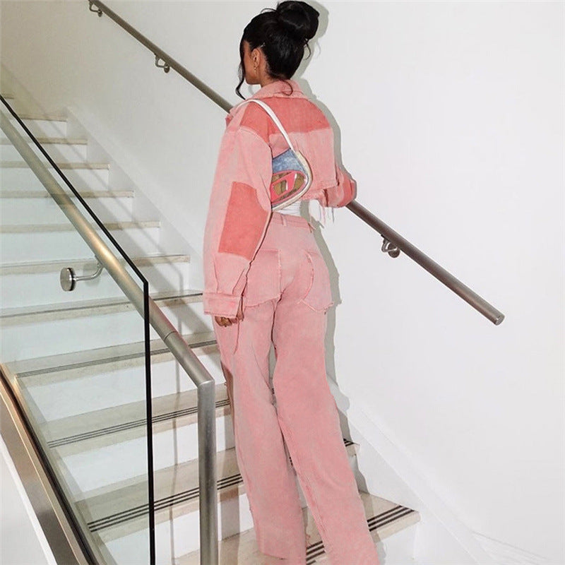 LADIES HIGH WAIST PANTS PINK (SIZE S - L)