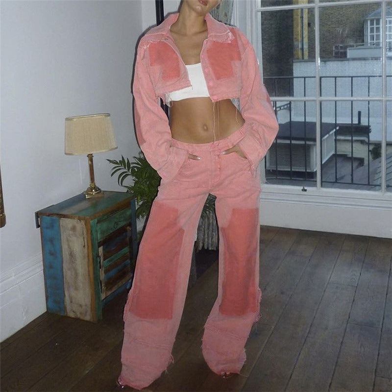 LADIES HIGH WAIST PANTS PINK (SIZE S - L)