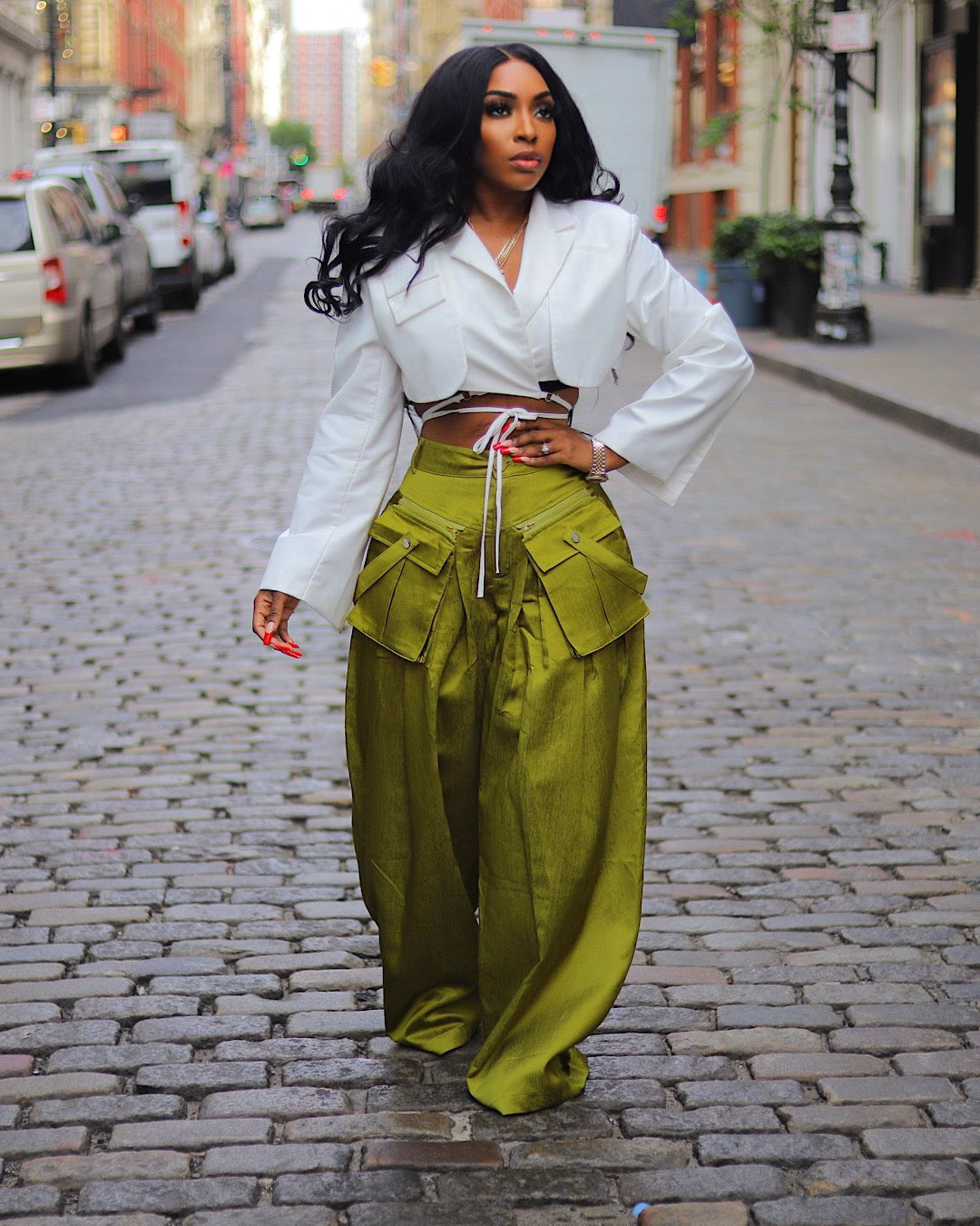 LADIES WIDE LEG PANTS GREEN / BLACK / PINK (SIZE S - 2XL)