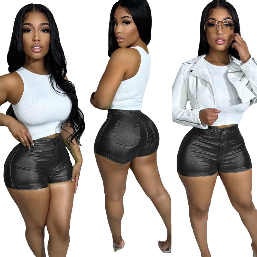 LADIES METALLIC SHORTS 10 COLOURS (SIZE S - XL)