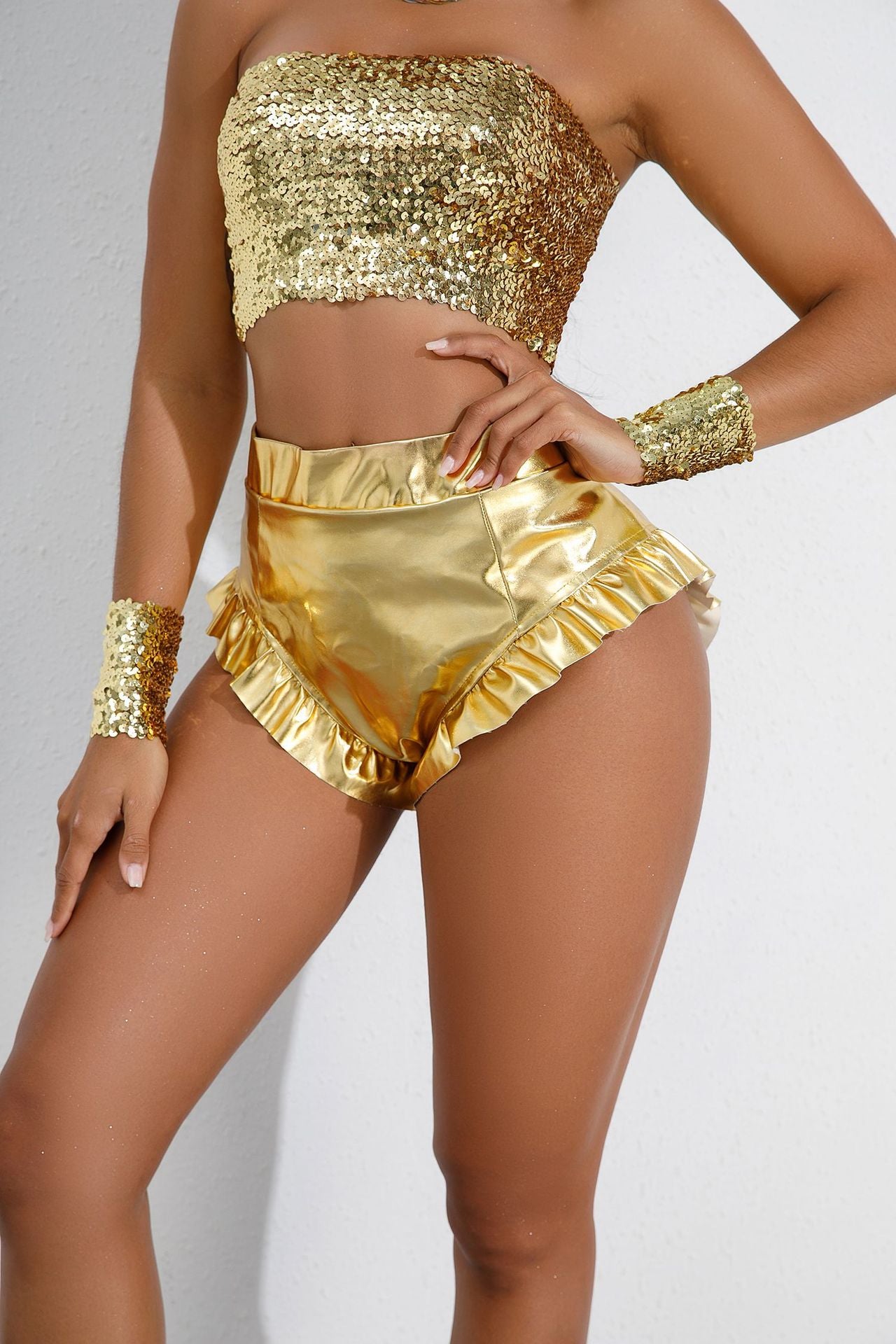 LADIES METALLIC SHORTS GOLD / SILVER / PURPLE / PINK (SIZE S - XL)